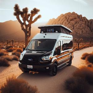 Ford Transit camper van, van life in Joshua Tree at sunset (24)